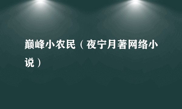 巅峰小农民(夜宁月著网络小说)