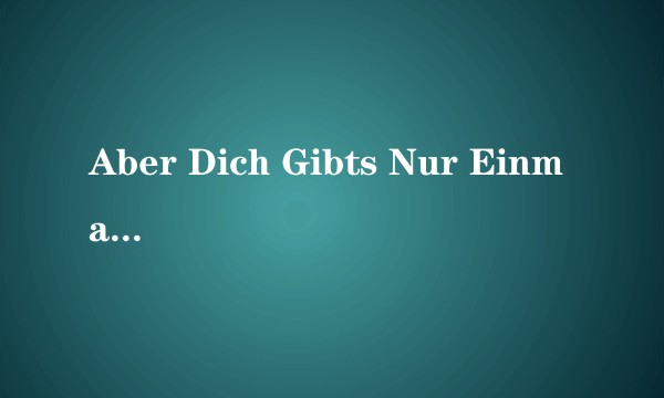 Aber Dich Gibts Nur Einmal F R