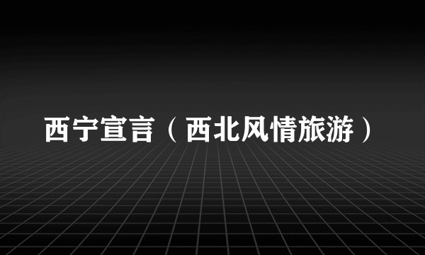 西宁宣言（西北风情旅游）