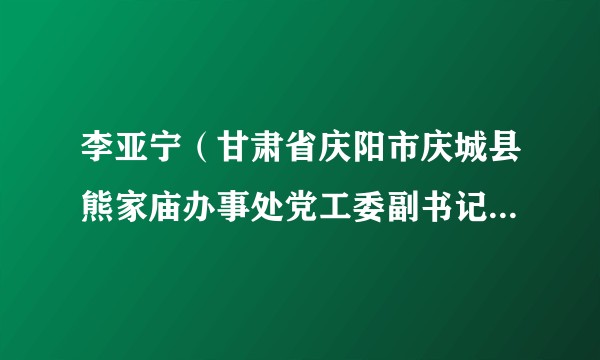 李亚宁(甘肃省庆阳市庆城县熊家庙办事处党工委副书记、办事处主任)