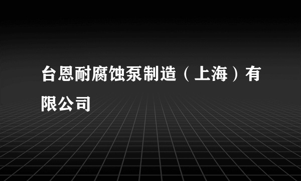 台恩耐腐蚀泵制造(上海)有限公司