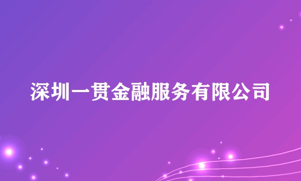 深圳一贯金融服务有限公司
