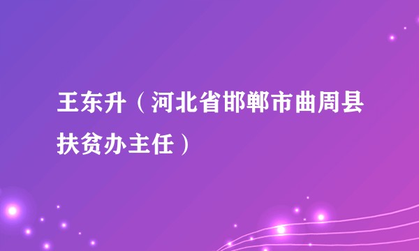 王东升(河北省邯郸市曲周县扶贫办主任)