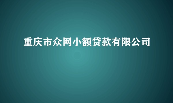 重庆市众网小额贷款有限公司