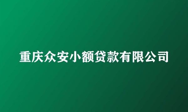重庆众安小额贷款有限公司