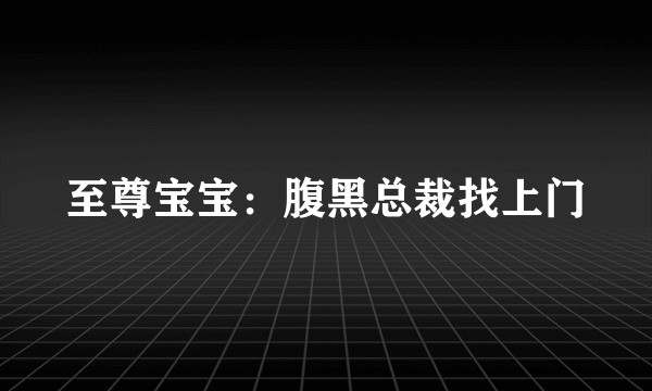 至尊宝宝：腹黑总裁找上门
