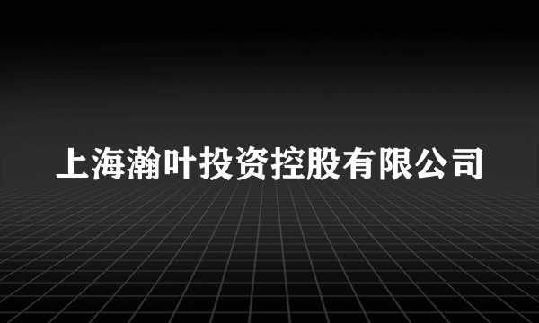 上海瀚叶投资控股有限公司