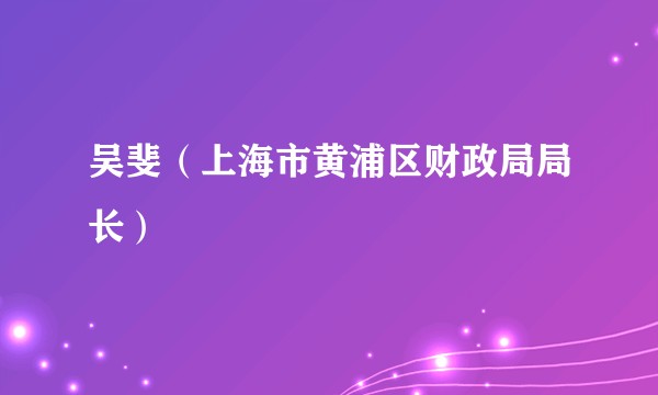 吴斐（上海市黄浦区财政局局长）