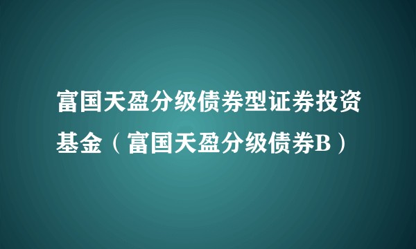 富国天盈分级债券型证券投资基金（富国天盈分级债券B）