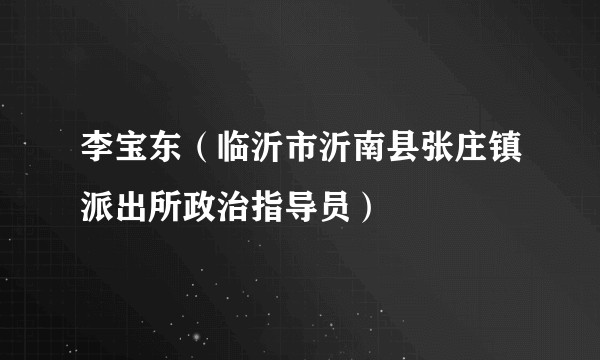 李宝东（临沂市沂南县张庄镇派出所政治指导员）