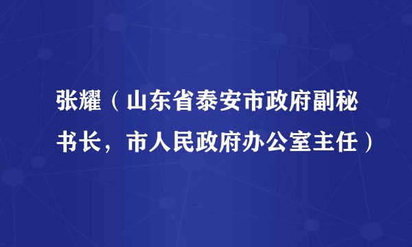 张耀（山东省泰安市政府副秘书长，市人民政府办公室主任）
