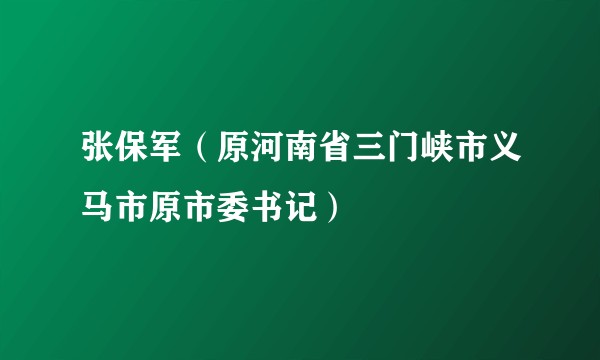 张保军(原河南省三门峡市义马市原市委书记)