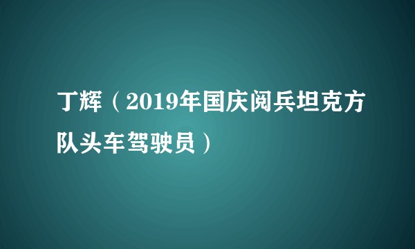 丁辉（2019年国庆阅兵坦克方队头车驾驶员）