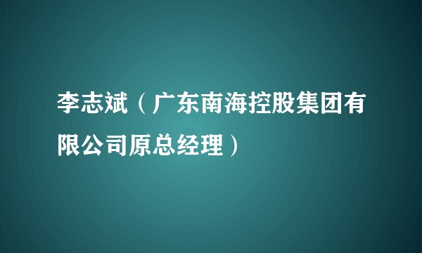 李志斌(广东南海控股集团有限公司原总经理)