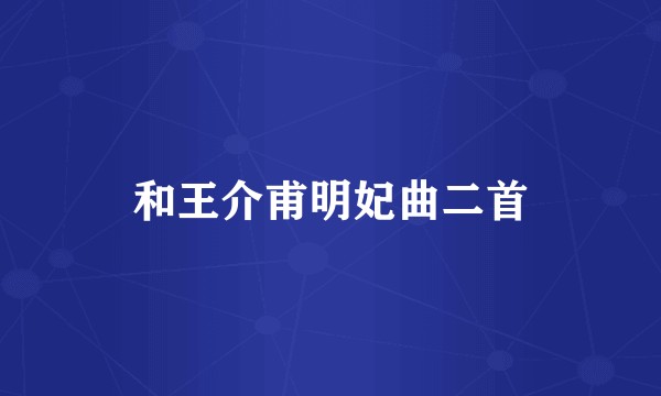 和王介甫明妃曲二首