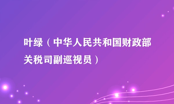 叶绿（中华人民共和国财政部关税司副巡视员）