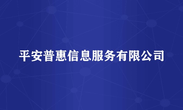 平安普惠信息服务有限公司