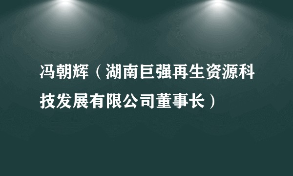 冯朝辉(湖南巨强再生资源科技发展有限公司董事长)