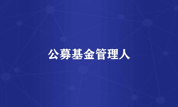 公募基金管理人