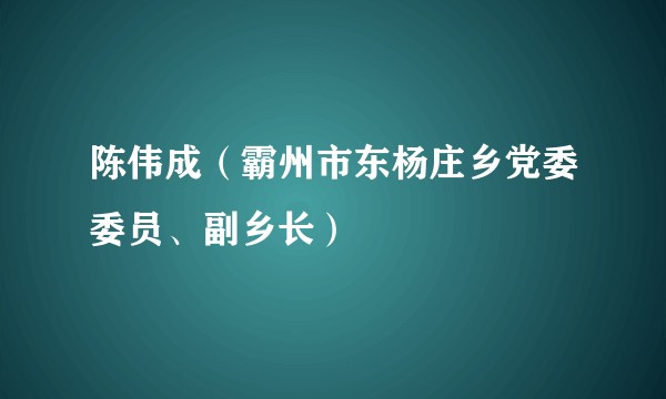 陈伟成（霸州市东杨庄乡党委委员、副乡长）