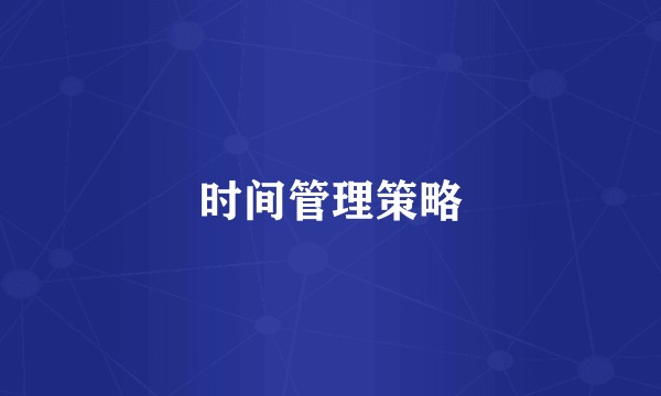 时间管理策略