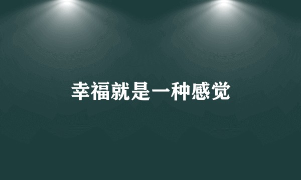 幸福就是一种感觉