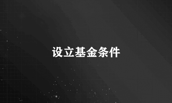 设立基金条件