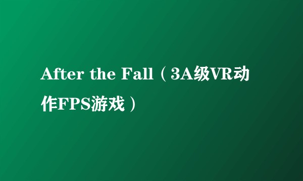 After the Fall（3A级VR动作FPS游戏）
