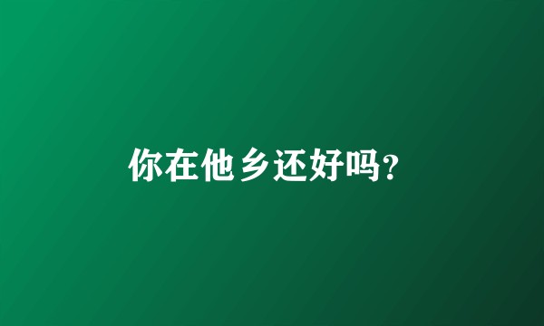 你在他乡还好吗？