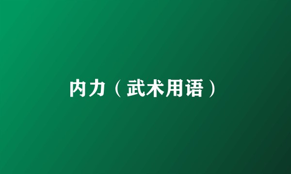 内力（武术用语）