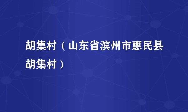胡集村(山东省滨州市惠民县胡集村)