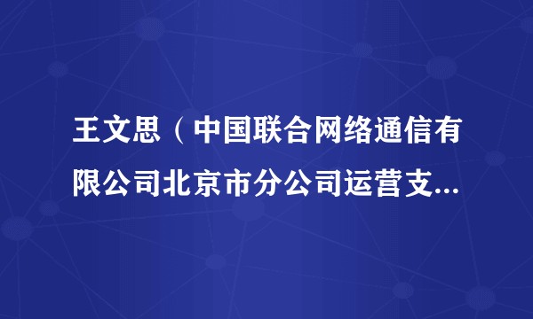 王文思（中国联合网络通信有限公司北京市分公司运营支撑中心职工）