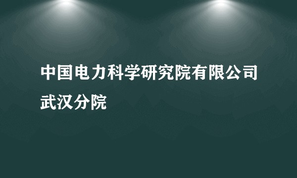 中国电力科学研究院有限公司武汉分院