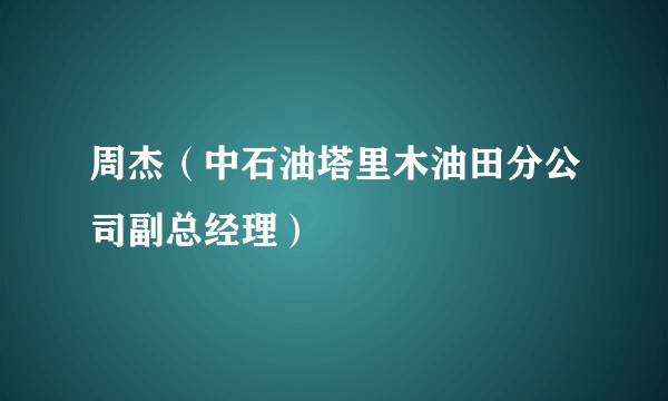 周杰(中石油塔里木油田分公司副总经理)