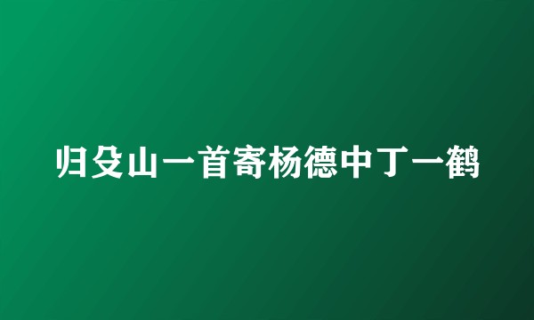 归殳山一首寄杨德中丁一鹤