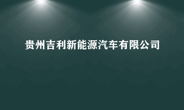 贵州吉利新能源汽车有限公司