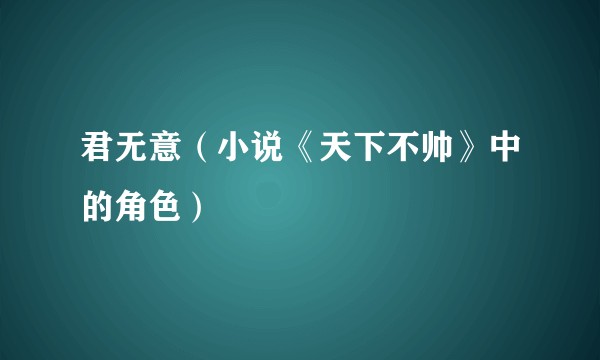 君无意（小说《天下不帅》中的角色）