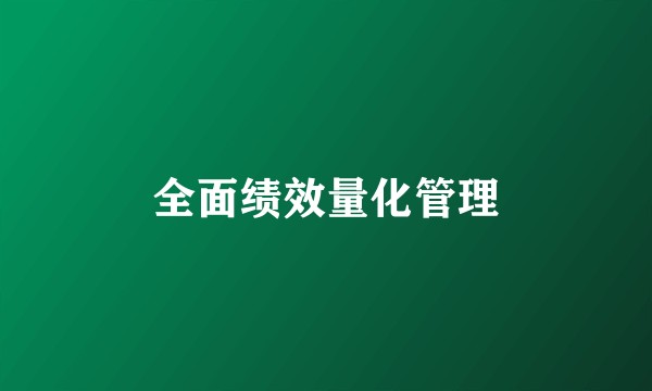 全面绩效量化管理