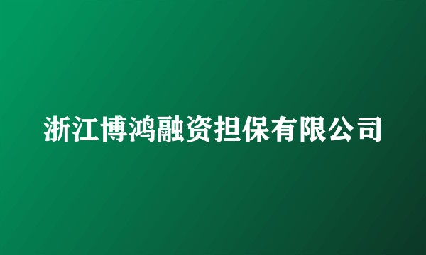 浙江博鸿融资担保有限公司