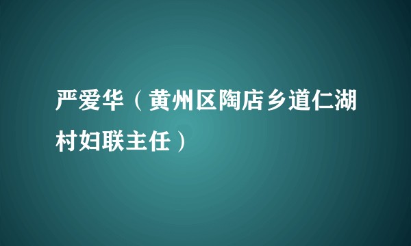 严爱华（黄州区陶店乡道仁湖村妇联主任）