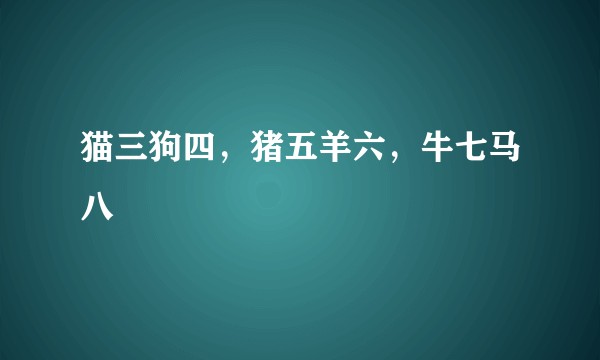 猫三狗四，猪五羊六，牛七马八