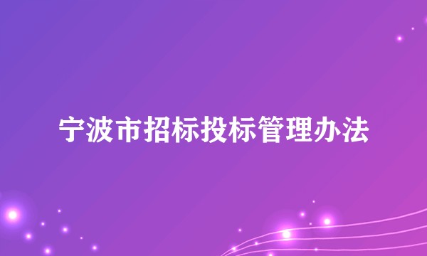 宁波市招标投标管理办法