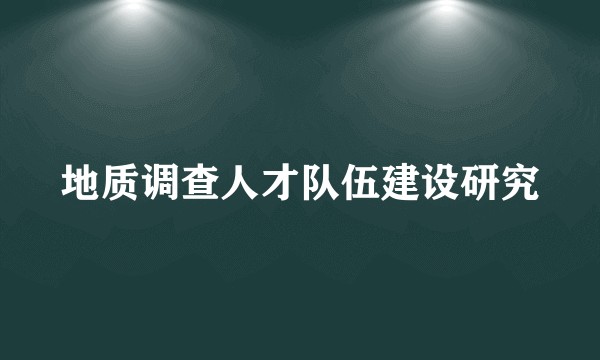 地质调查人才队伍建设研究