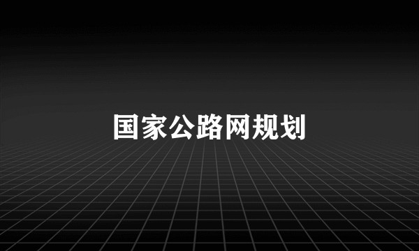 国家公路网规划