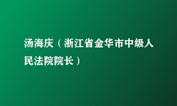 汤海庆（浙江省金华市中级人民法院院长）