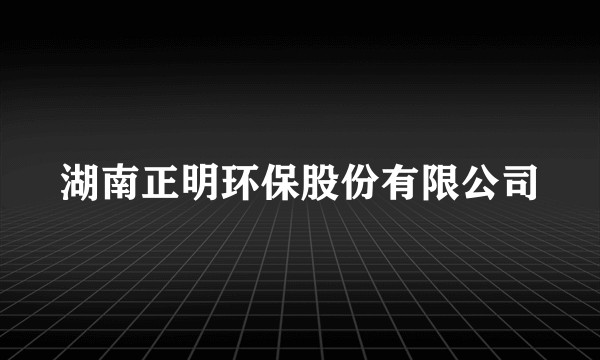 湖南正明环保股份有限公司