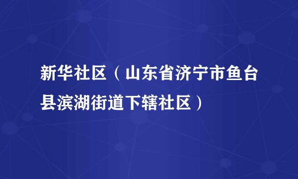 新华社区(山东省济宁市鱼台县滨湖街道下辖社区)