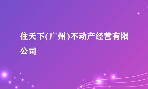 住天下(广州)不动产经营有限公司