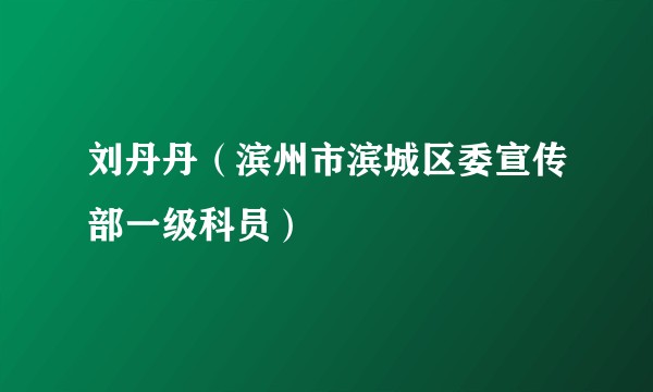 刘丹丹（滨州市滨城区委宣传部一级科员）
