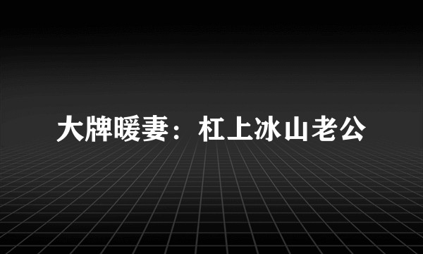 大牌暖妻：杠上冰山老公